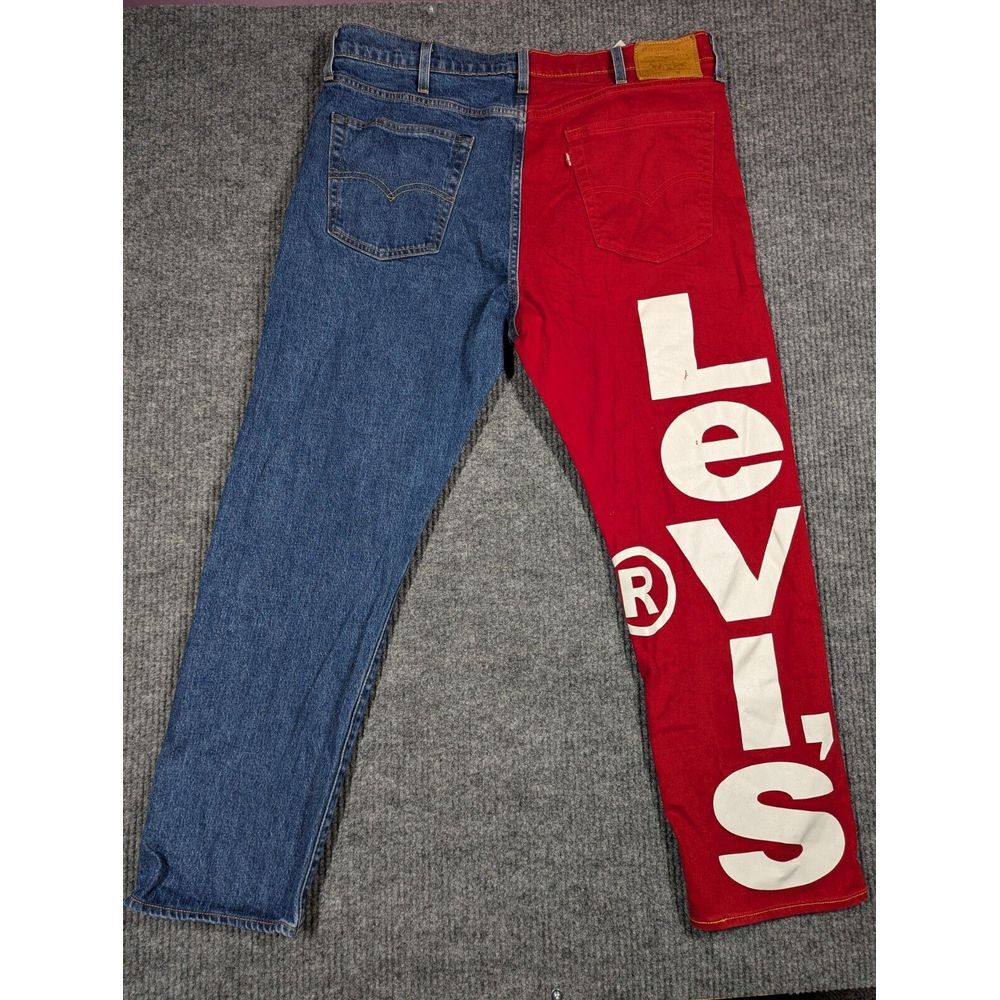 Levis 541 Jeans Mens 38x30 Red Blue Colorblock Spellout Athletic Taper 38x28